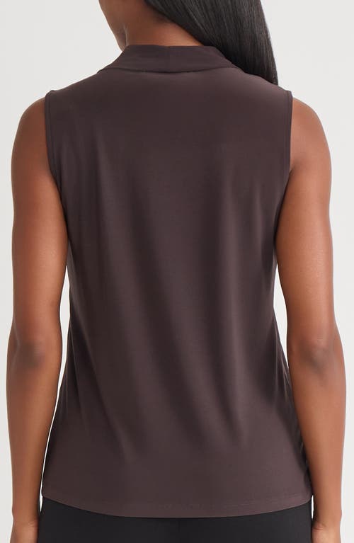 Kasper Knot Front Sleeveless Top In Brown