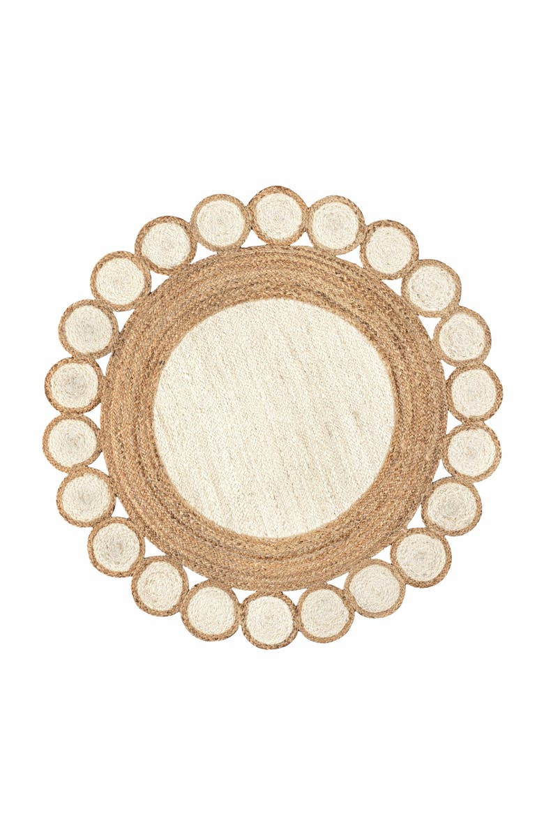 JONATHAN Y Skye Two-Tone Jute Circle Border Round Area Rug, Main, color, Cream/Natural