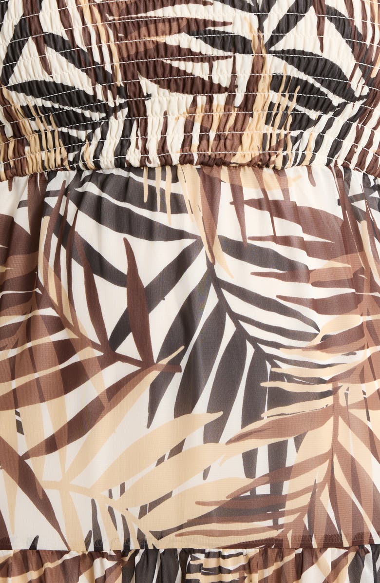 Anne Klein Smocked Bodice Tiered Maxi Dress, Alternate, color, White Dove Multi