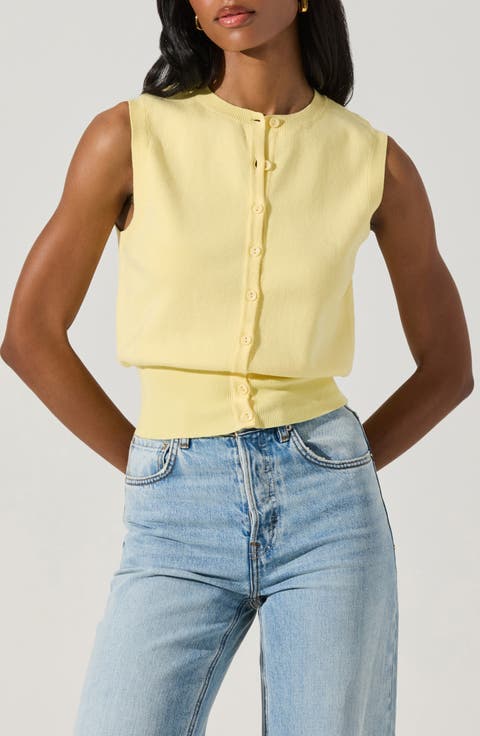 Cotton Button-Up Sweater Vest