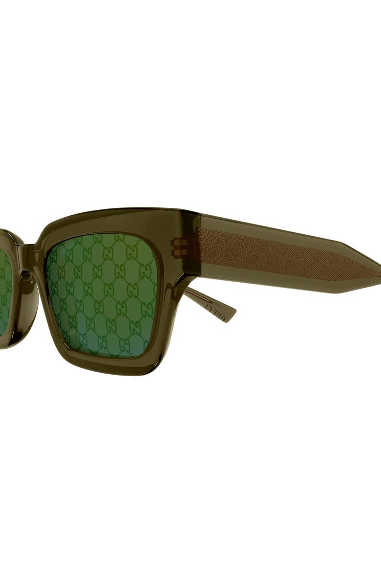 Gucci 53mm Rectangular Sunglasses, Alternate, color, Green
