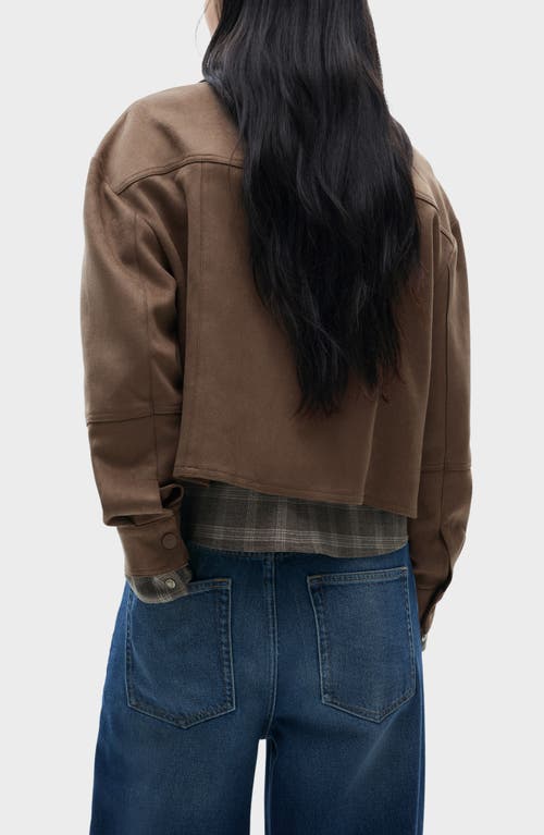Mango Leather-effect Jacket With Pockets In Brown