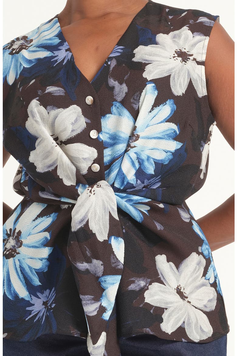 Aveline Floral Print Sleeveless Top, Alternate, color, CHOCOLATE SKY