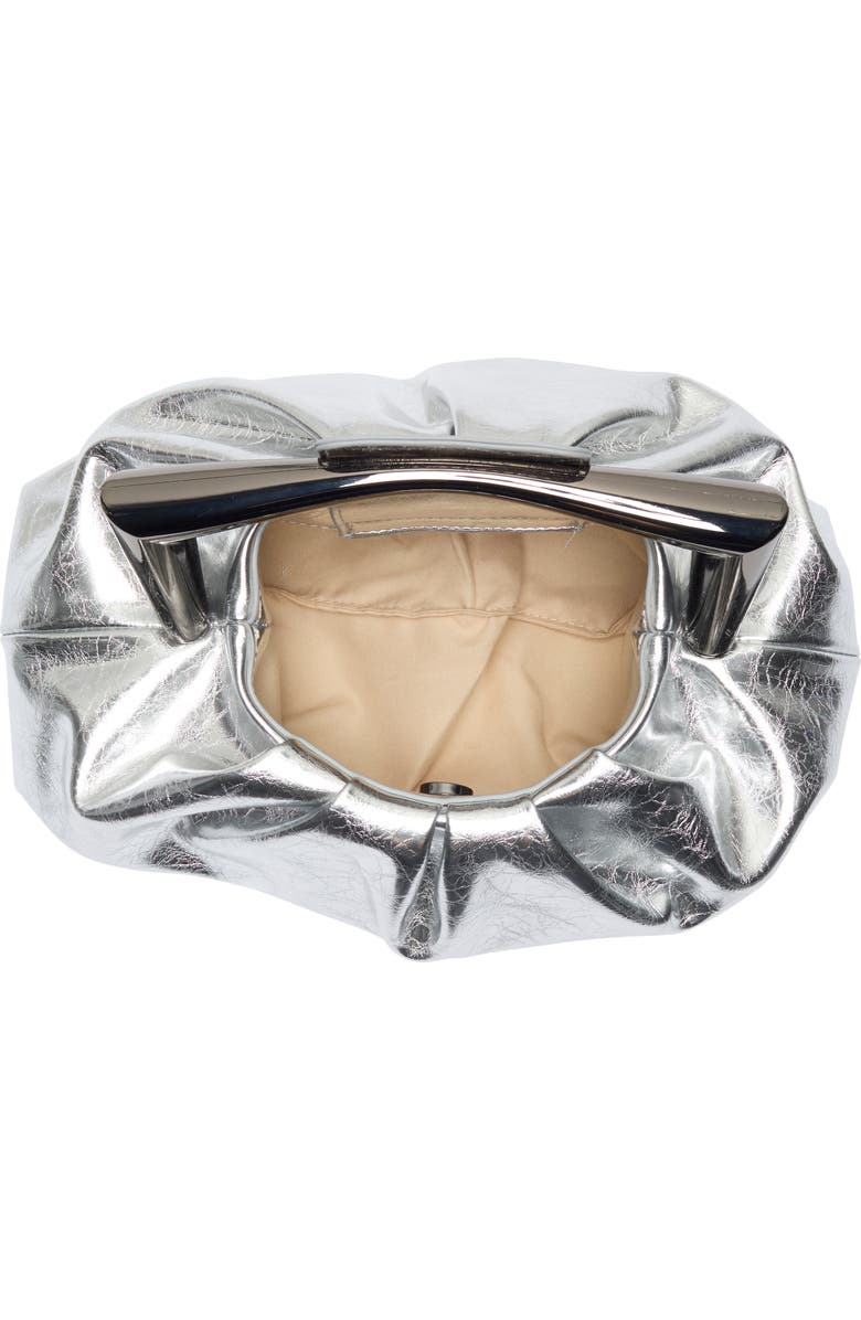 BCBG Statement Handle Metallic Clutch, Alternate, color, Silver