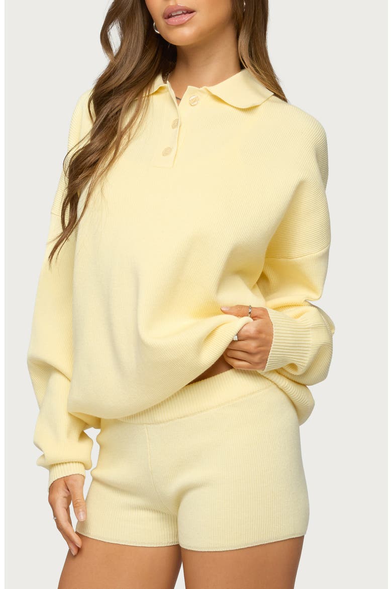 Lorie Oversize Polo Sweater, Alternate, color, YELLOW