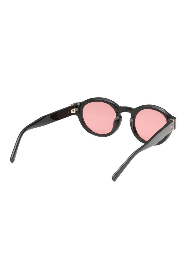 49mm Round Sunglasses, Alternate, color, SHINY BLACK / ROSE LENS