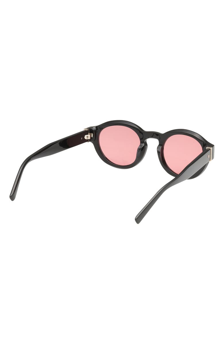 ABERCROMBIE & FITCH 49mm Round Sunglasses, Alternate, color, Shiny Black / Rose Lens