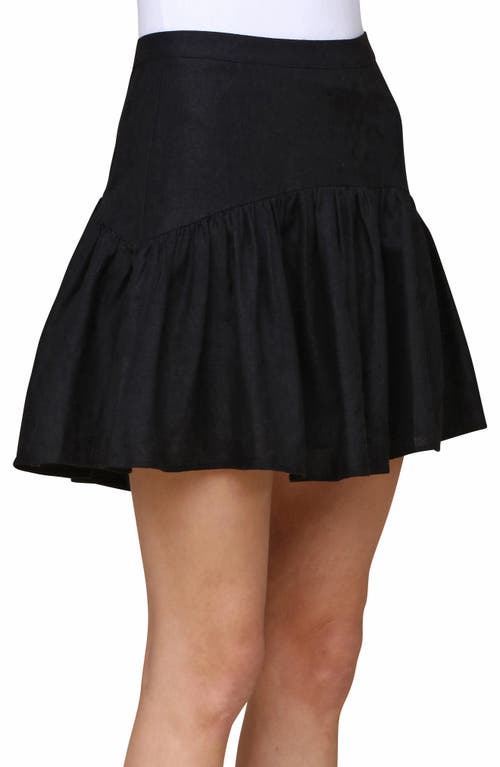 Shop Avec Les Filles Linen Blend Skirt In Black