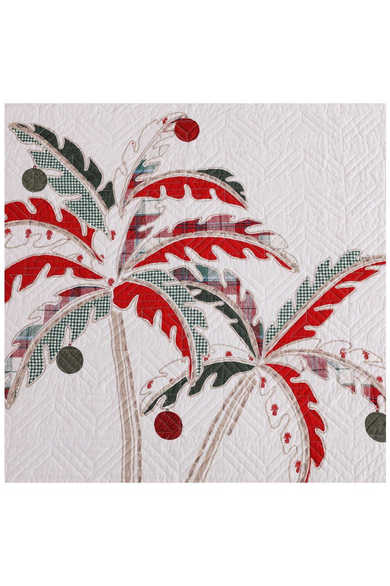 Palm Tree Patchwork Cotton Quilt Set, Alternate, color, RED/ GREEN