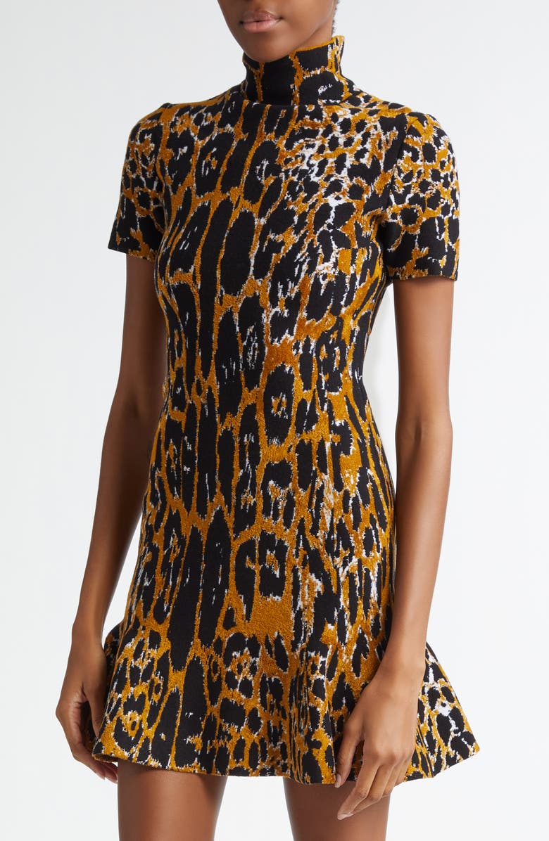 Alaïa Leopard Jacquard Sweater Dress, Alternate, color, 