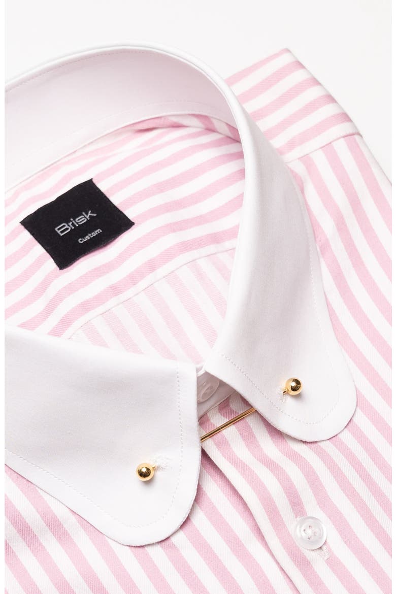 Bengal Twill Stripes Pima Cotton Shirt, Alternate, color, White Club Golden Pin Collar