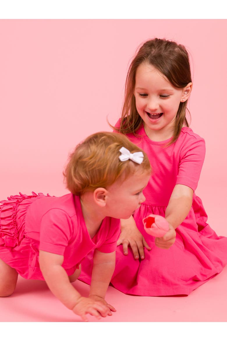 Knit Short Sleeve Twirl Dress, Alternate, color, Hot Pink