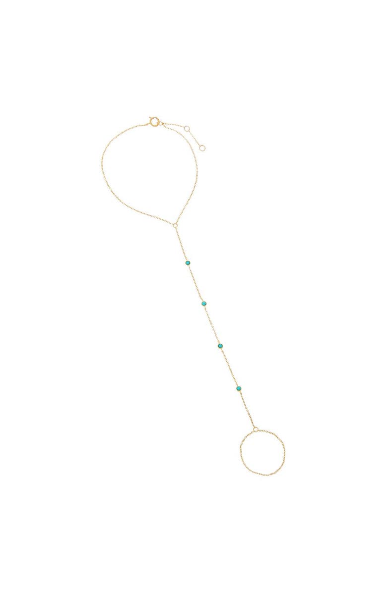 BY ADINA EDEN Turquoise Multi Embedded Hand Chain 14K, Main, color,
