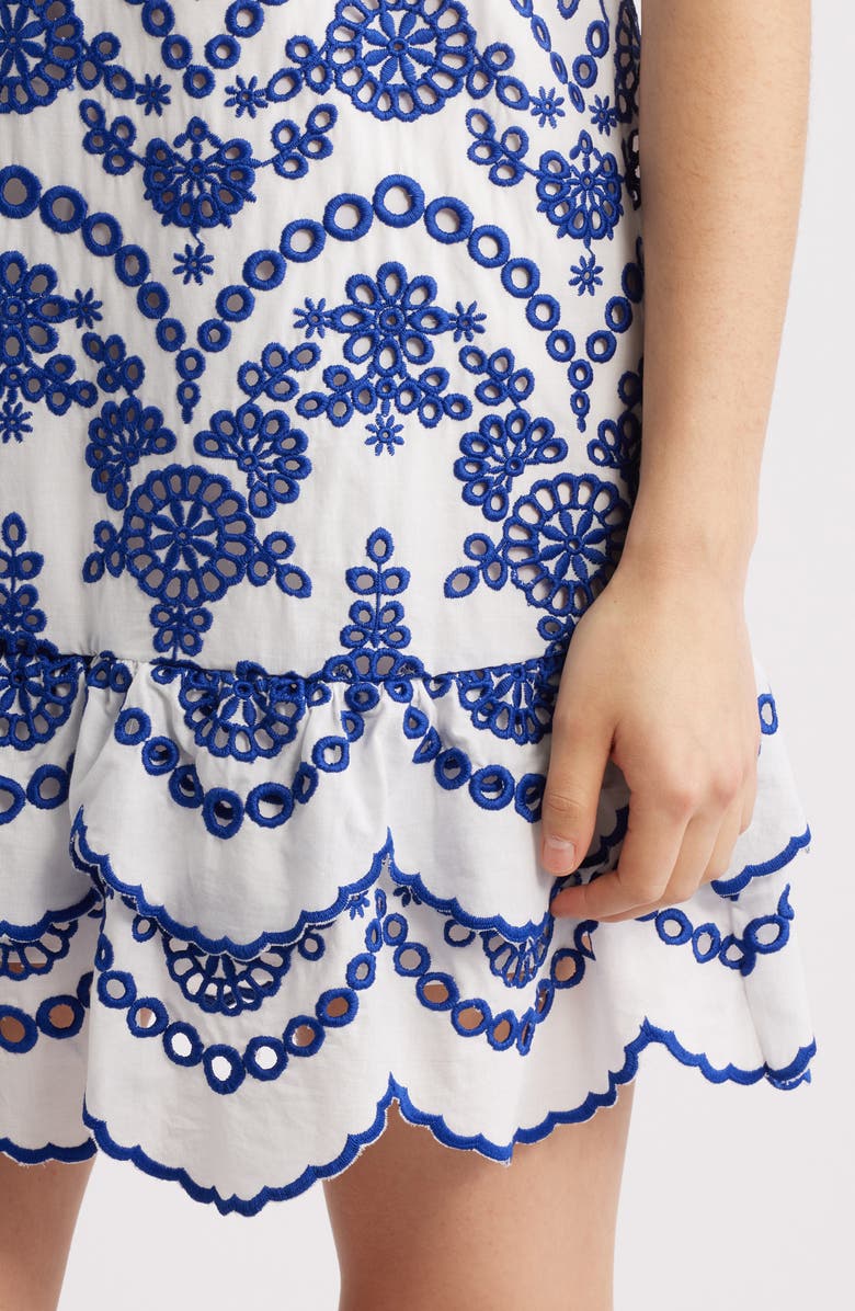 Anne Klein Tiered Cotton Eyelet Minidress, Alternate, color, 