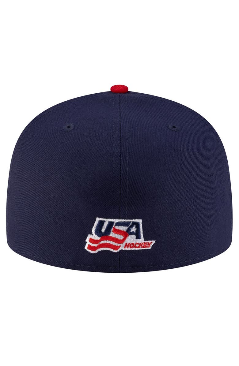 New Era Men's New Era Navy/Red US Hockey 2-Tone 59FIFTY Fitted Hat, Alternate, color, Navy