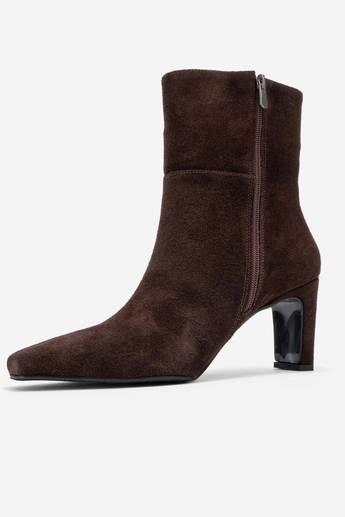 Kyoto Leather Block Heel Boot, Alternate, color, Brown Suede Leather