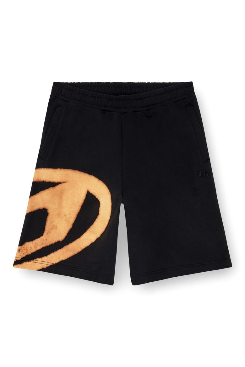 P-Crow-Bleach Sweat Shorts, Alternate, color, DEEP/ BLACK