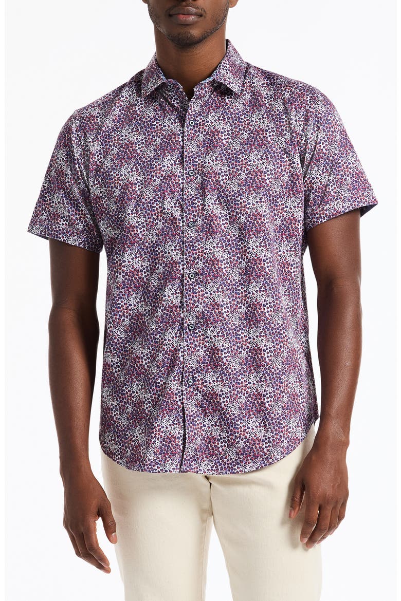 Fermont Short Sleeve Cotton Dress Shirt, Main, color, BLUE MULTI