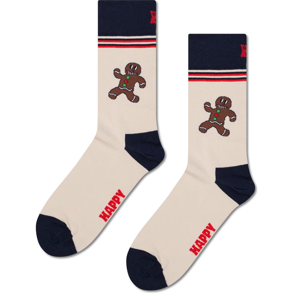 Happy Socks Happy Gingerbread Cotton Blend Crew Socks In Orange