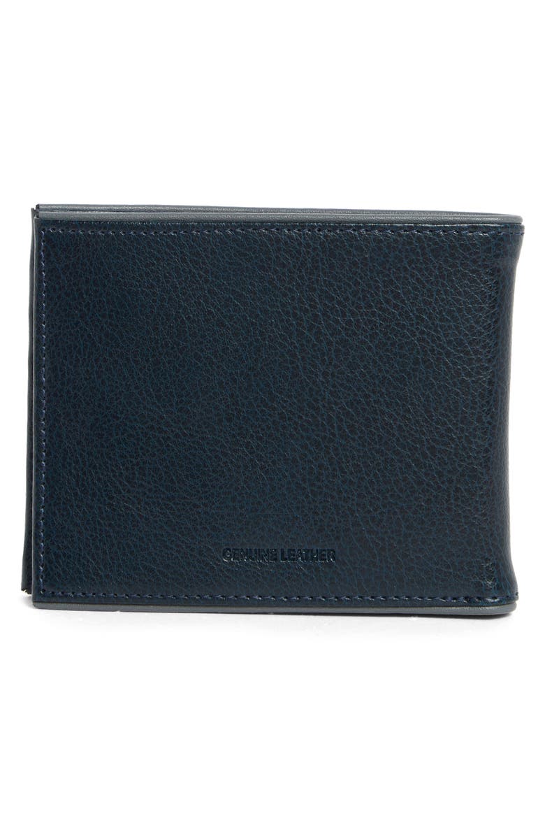 Leather Bifold Wallet, Alternate, color, NAVY