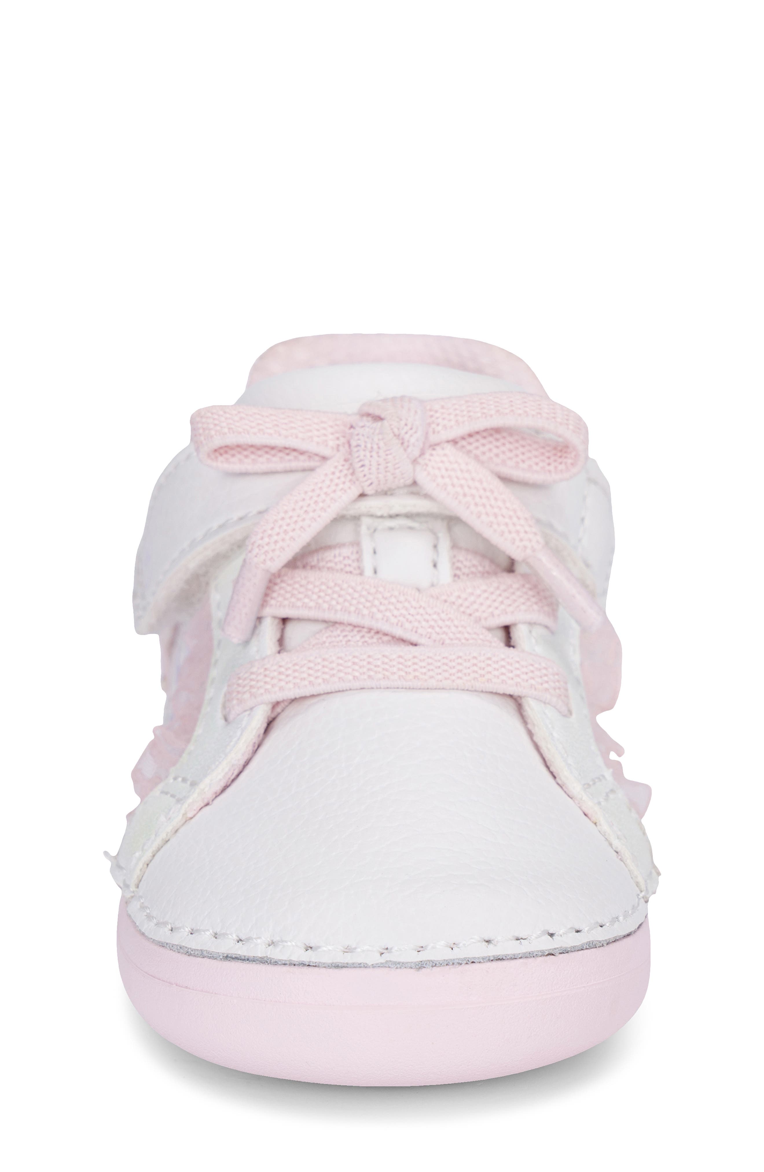 Kids' Glimmer Bow Mini Sneaker, Alternate, color, WHITE/PINK