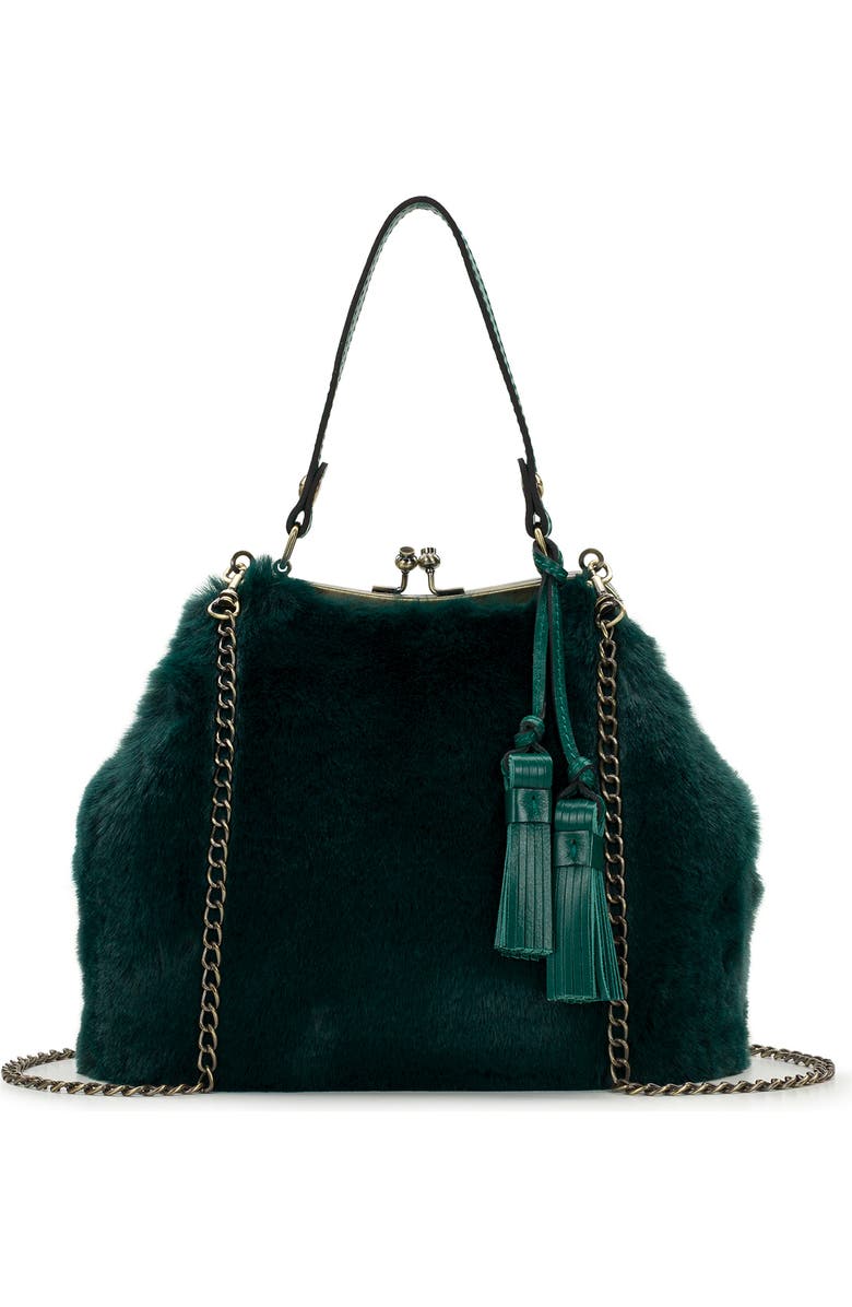Patricia Nash Laureana Faux Fur Frame Top Shoulder Bag, Main, color, Spruce