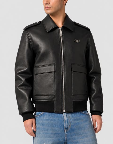Eco Leather Aviator Jacket Men