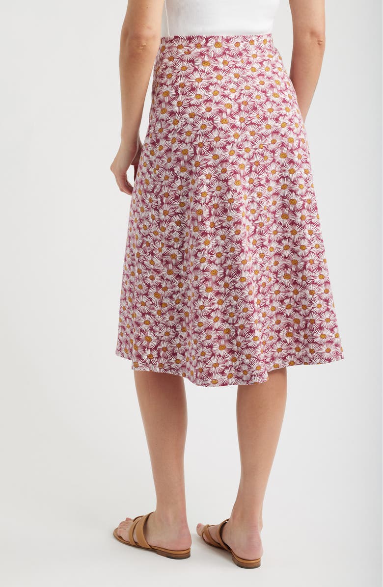 Seasalt Cornwall Floral Print Stretch Organic Cotton Skirt, Alternate, color, Painted Asters Dark Freesia