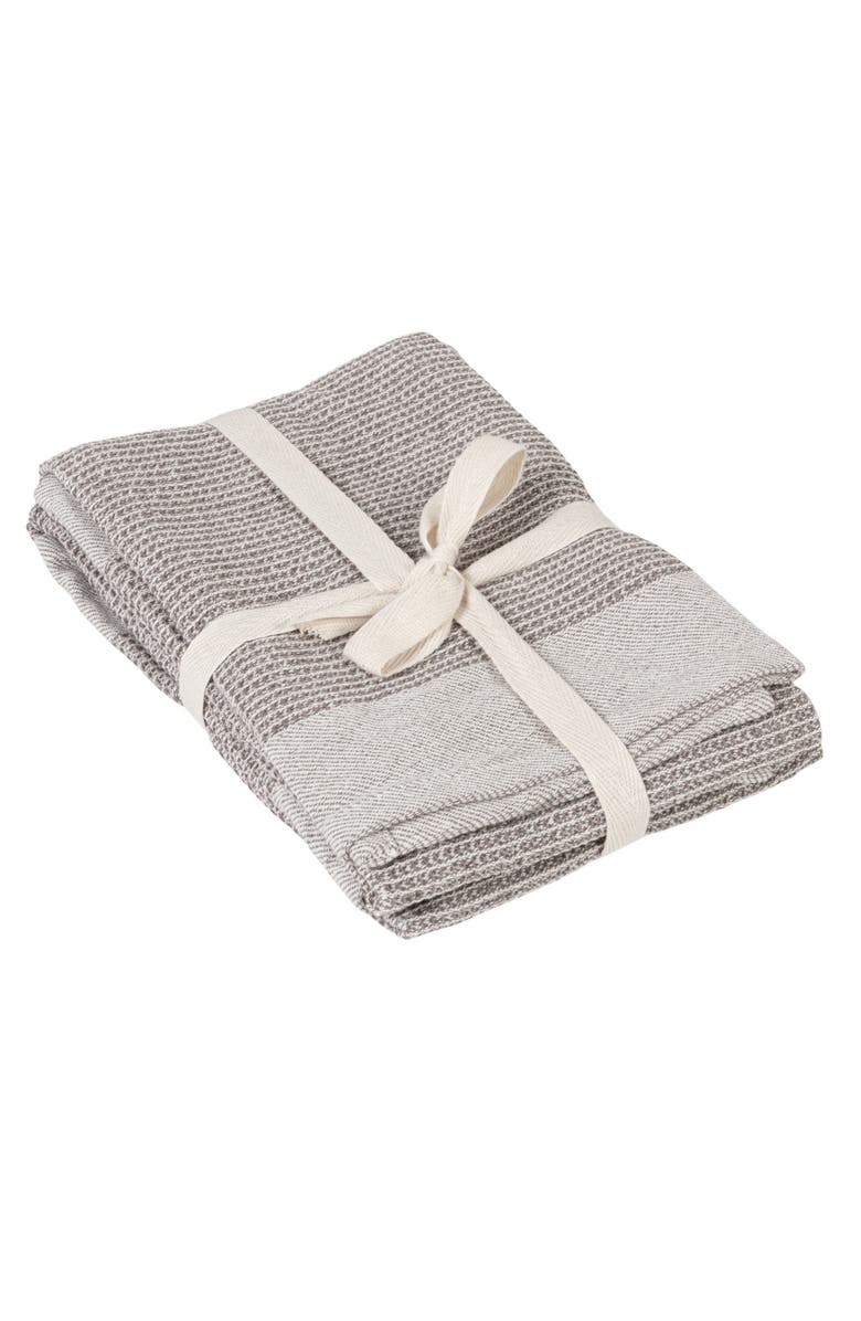 Storied Home Grey Cotton Waffle Weave Tea Towels, Main, color, Grey