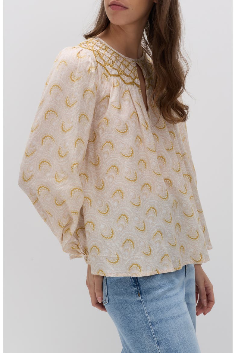 Embroidered Yoke Blouse, Alternate, color, YELLOW/ MULTI