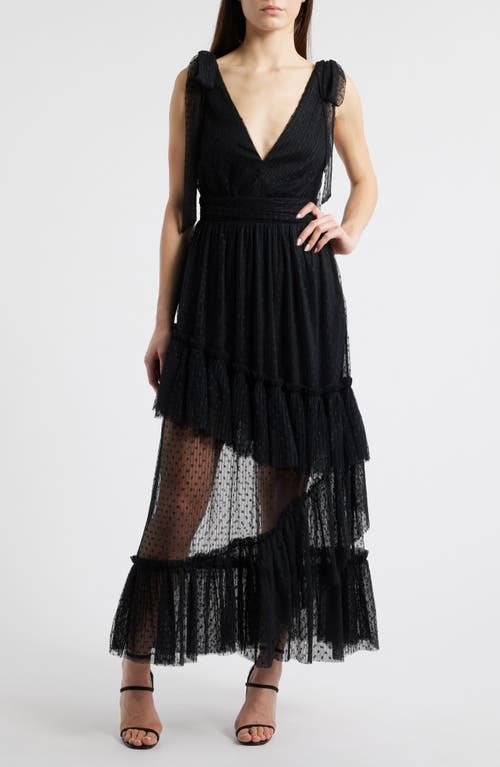 Lulus Sutton Swiss Dot Midi Dress In Black