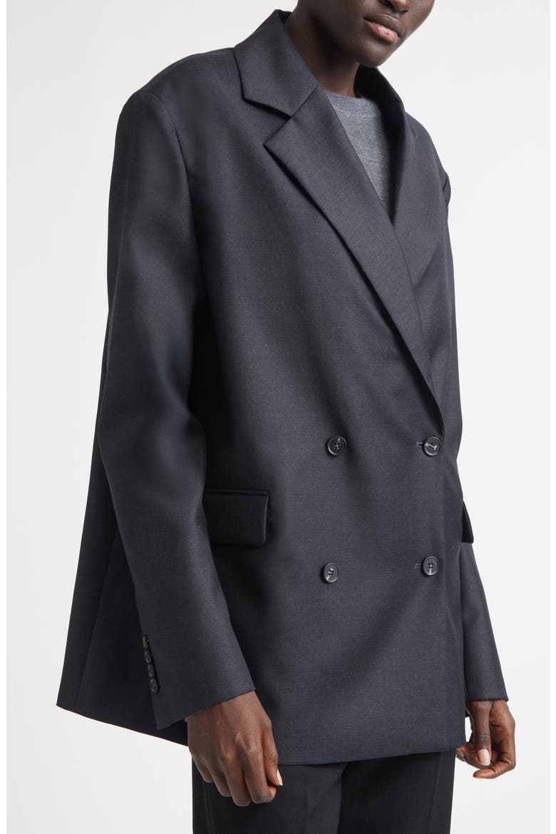 Donau Tailored Double Breasted Virgin Wool Jacket, Alternate, color, BLACK MELANGE