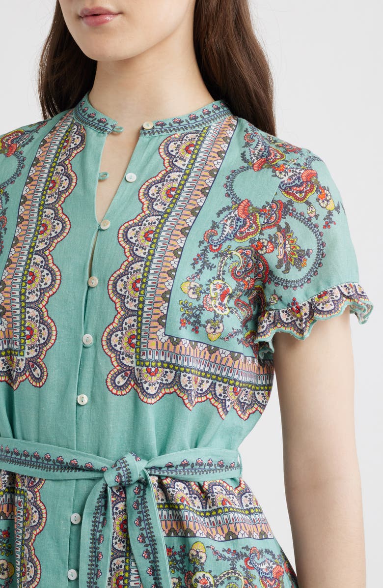 Cleobella Marni Scarf Print Cotton & Linen Mini Shirtdress, Alternate, color, Bleura Print