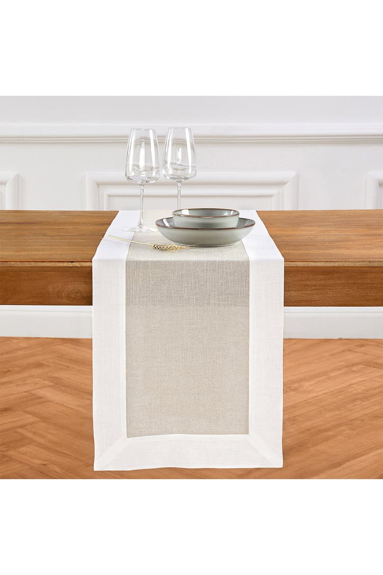 Linen Table Runner - Contempo, Main, color, White and Natural