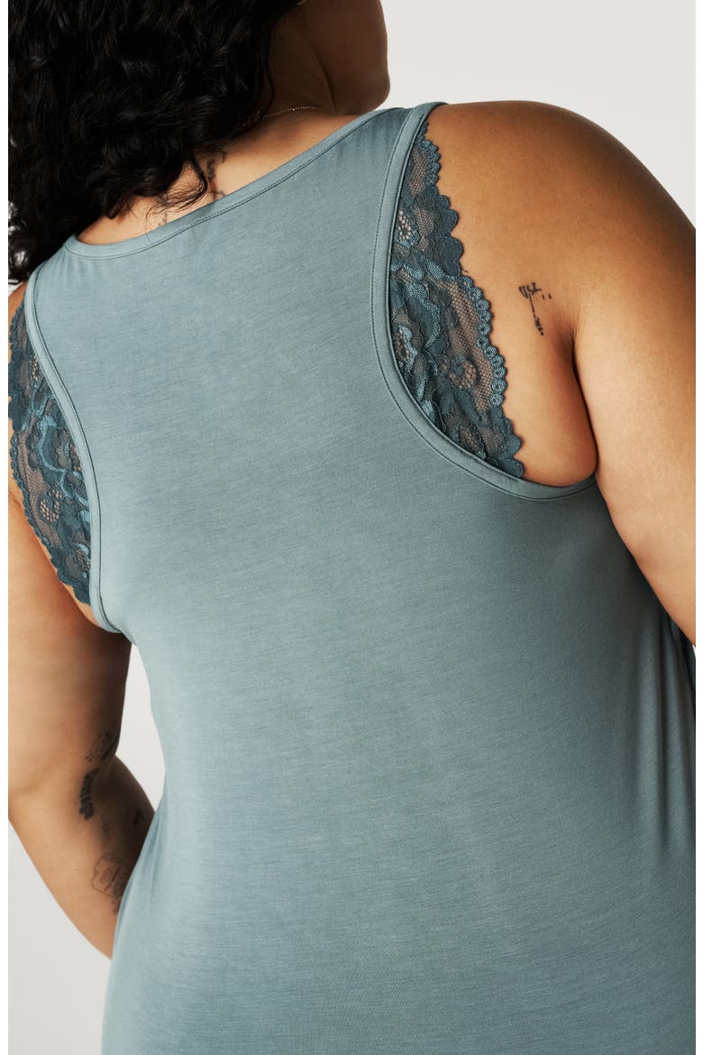 Lace Trim Racerback Pajama Tank, Alternate, color, BLUE