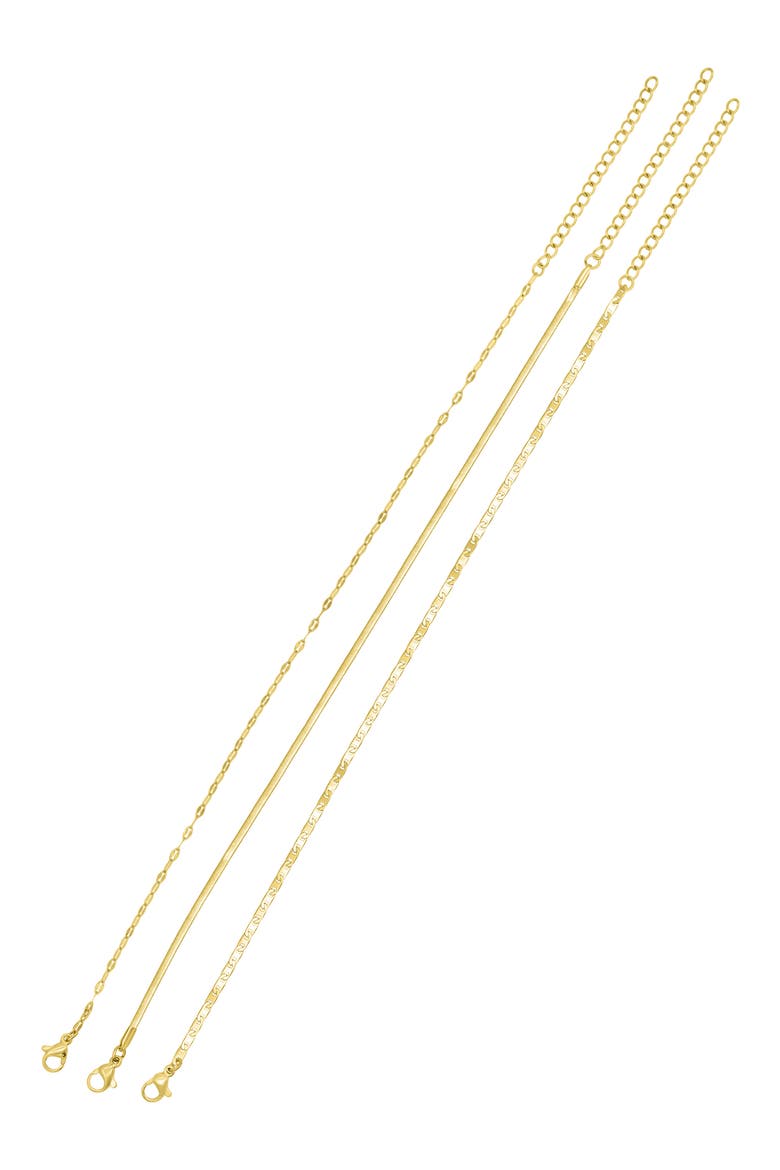 Three-Piece Chain Anklet Set, Alternate, color, GOLD