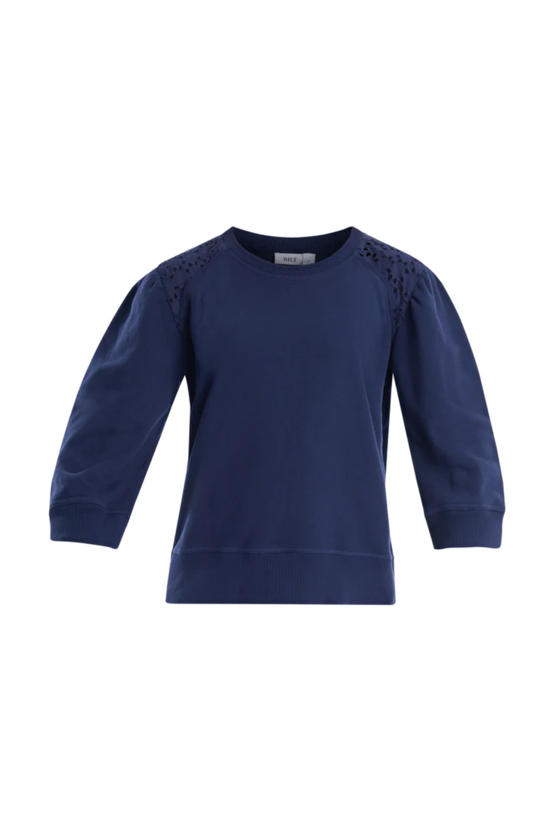 3/4 Sleeve with Eyelet Mix Top, Alternate, color, Naval Academy