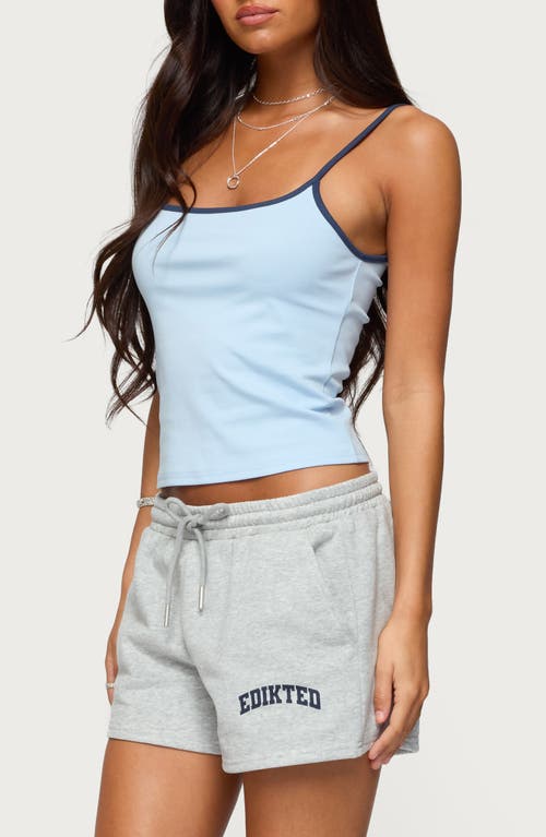 Edikted Deanna Stretch Cotton Crop Camisole In Blue