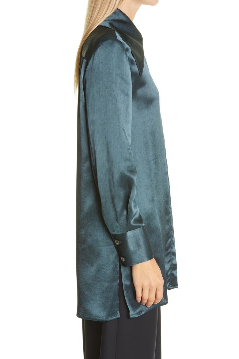 Crinkle Satin Jacket, Alternate, color, TEAL