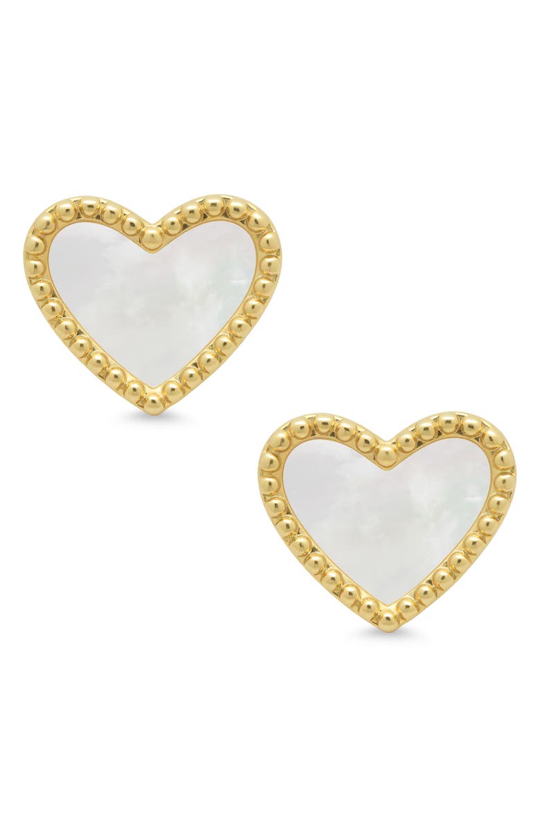 Lily Nily Kids' Mother-of-Pearl Heart Stud Earrings, Main, color, Gold