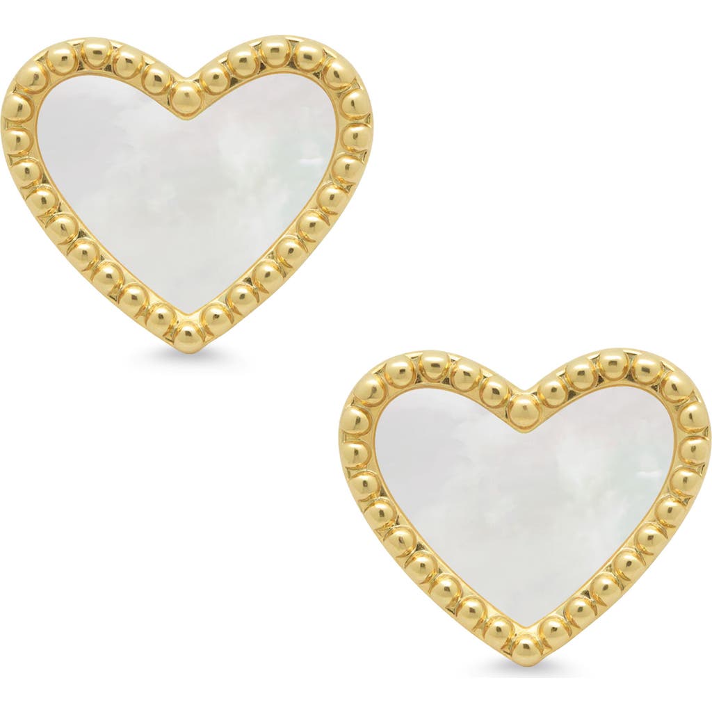 Lily Nily Kids' Mother-of-pearl Heart Stud Earrings In Gold