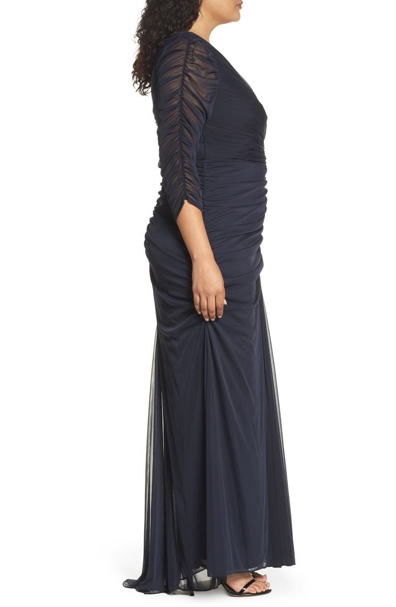 Adrianna Papell Beaded Mesh Gown, Alternate, color, 