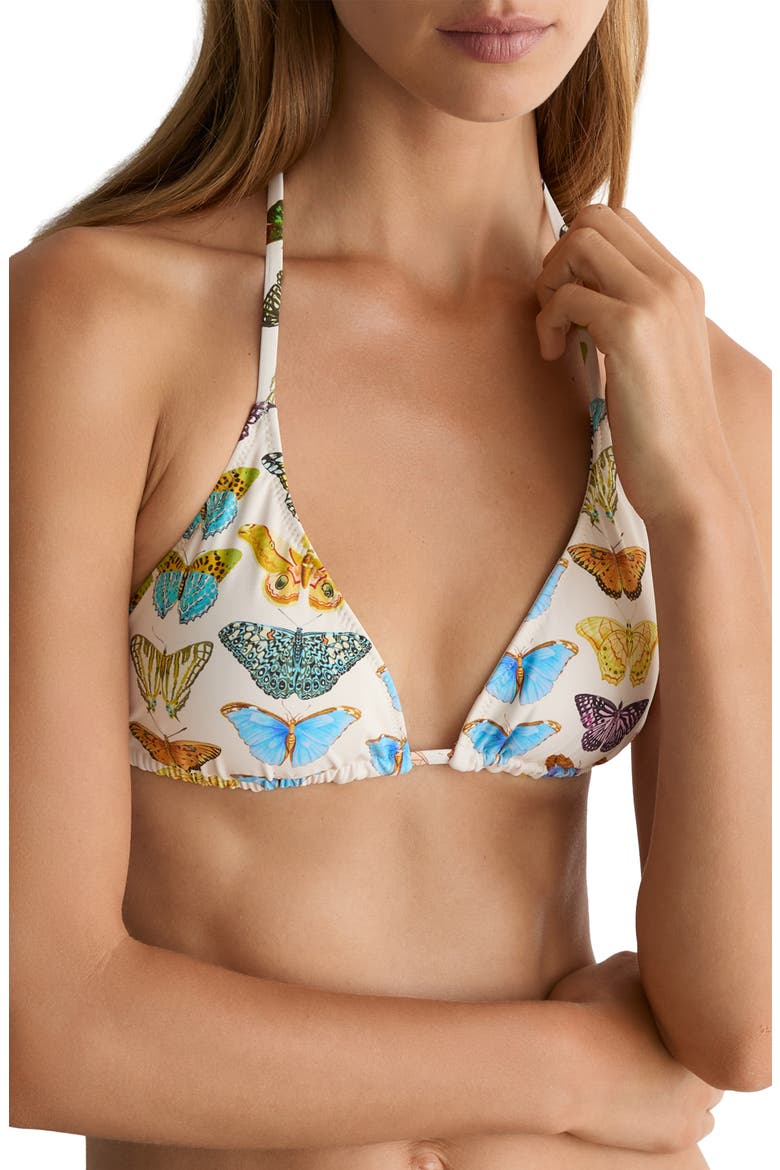 Thia Butterfly Triangle Bikini Top, Main, color, CREAM PRINT