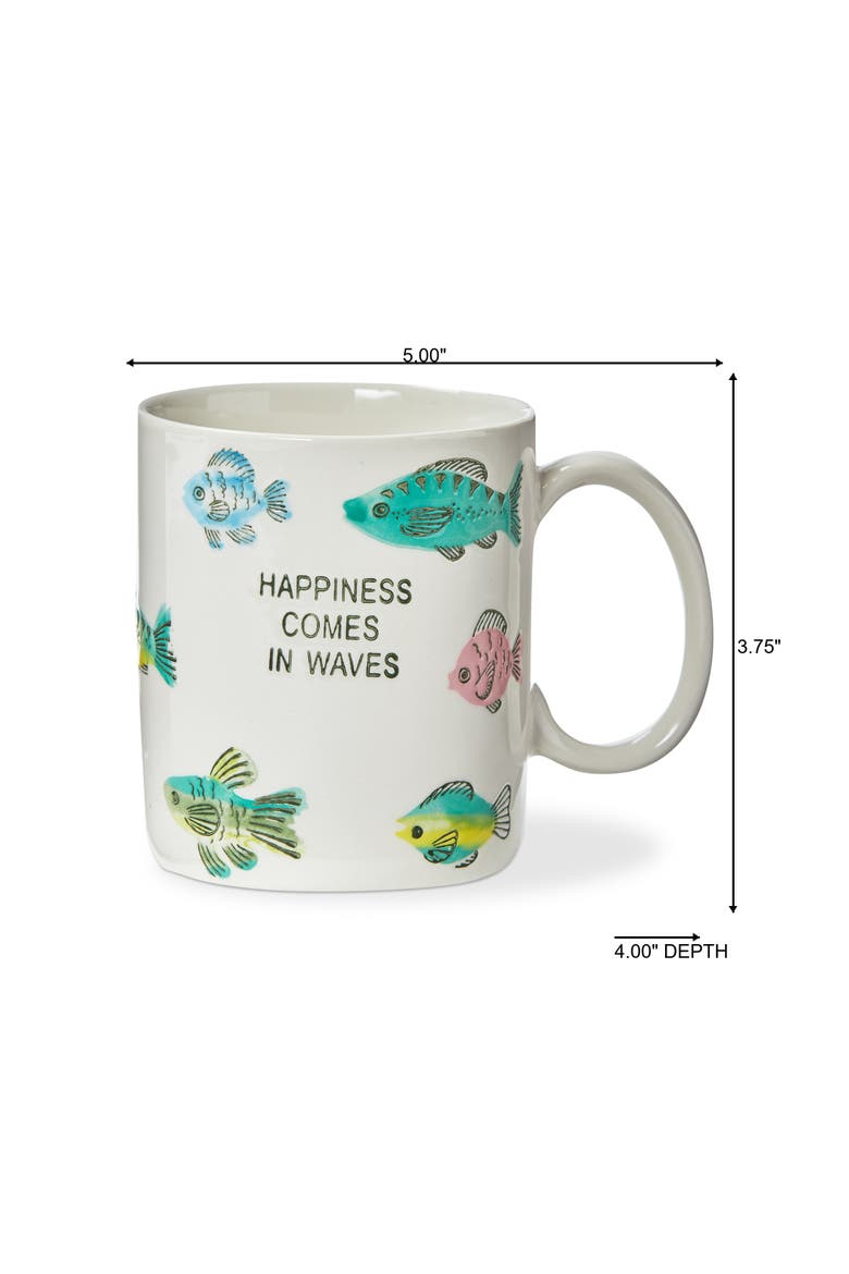 Happiness Comes In Waves Mug Multi Stoneware Summer, Alternate, color, White