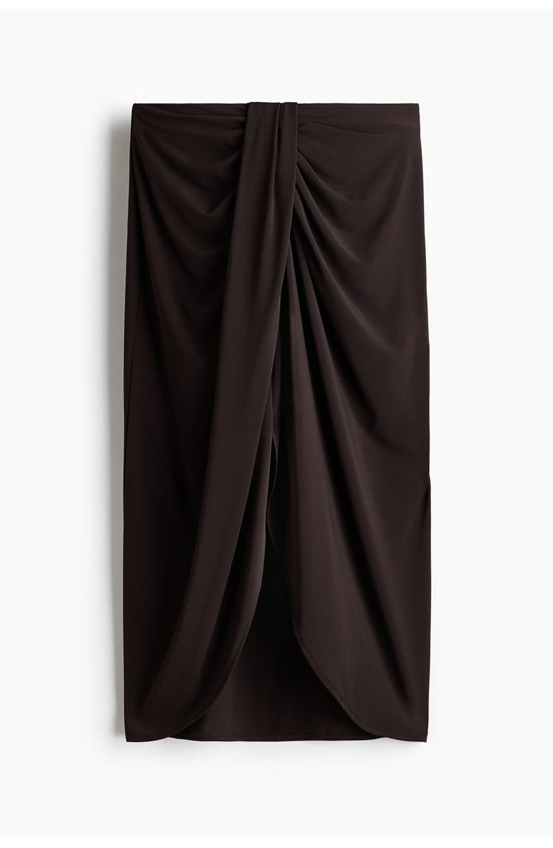 H&M Draped Jersey Skirt, Main, color, Dark Brown