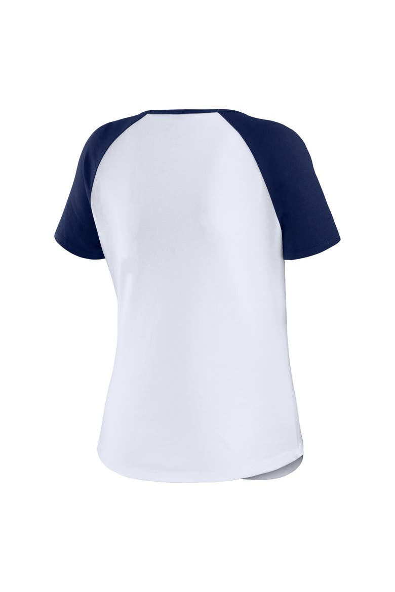 Women's WEAR by Erin Andrews White/Navy New York Yankees Henley Raglan T-Shirt, Alternate, color, White