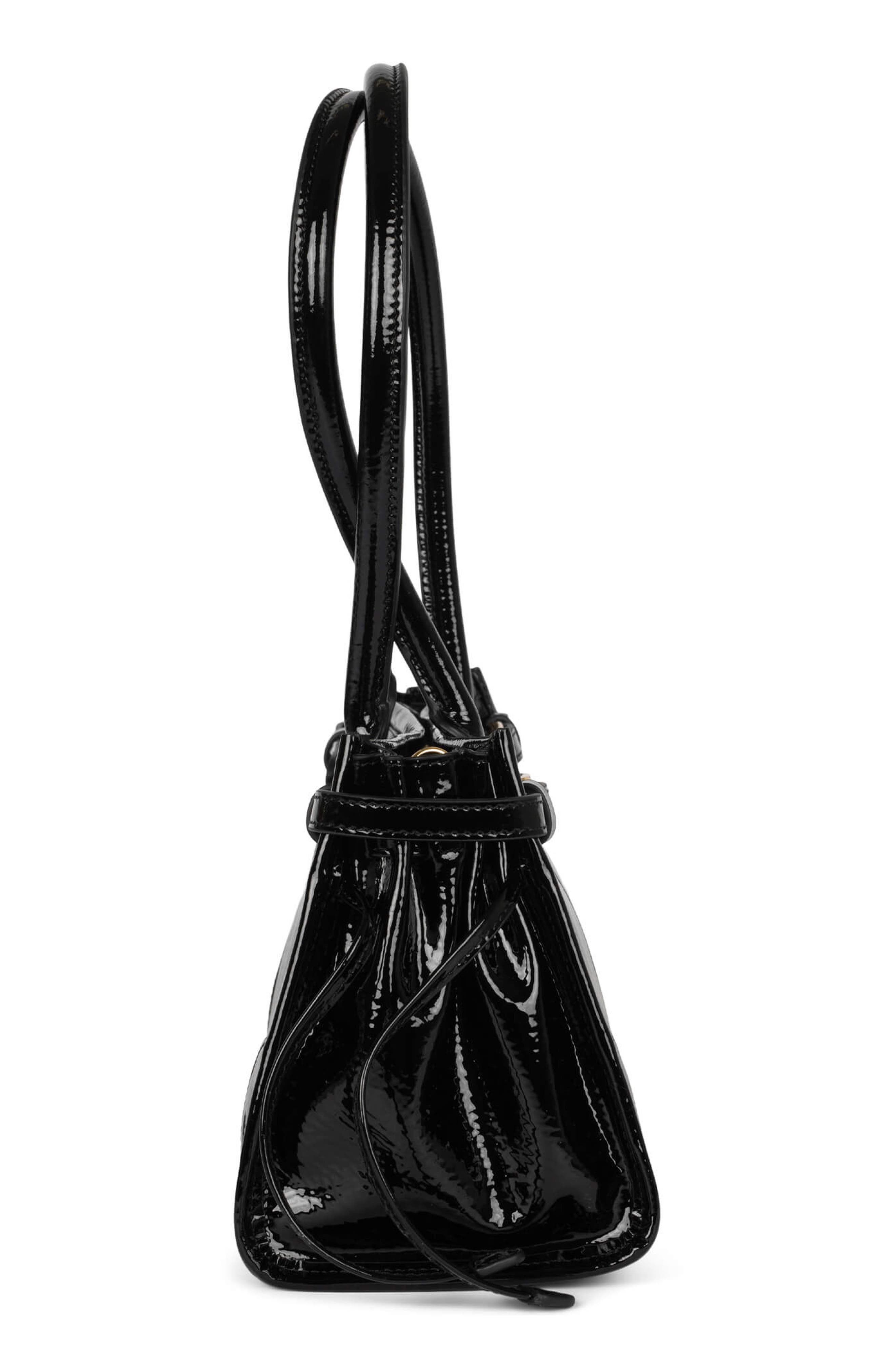 Jeffrey Campbell Pesky Leather Shoulder Bag, Alternate, color, Black Crinkle Patent