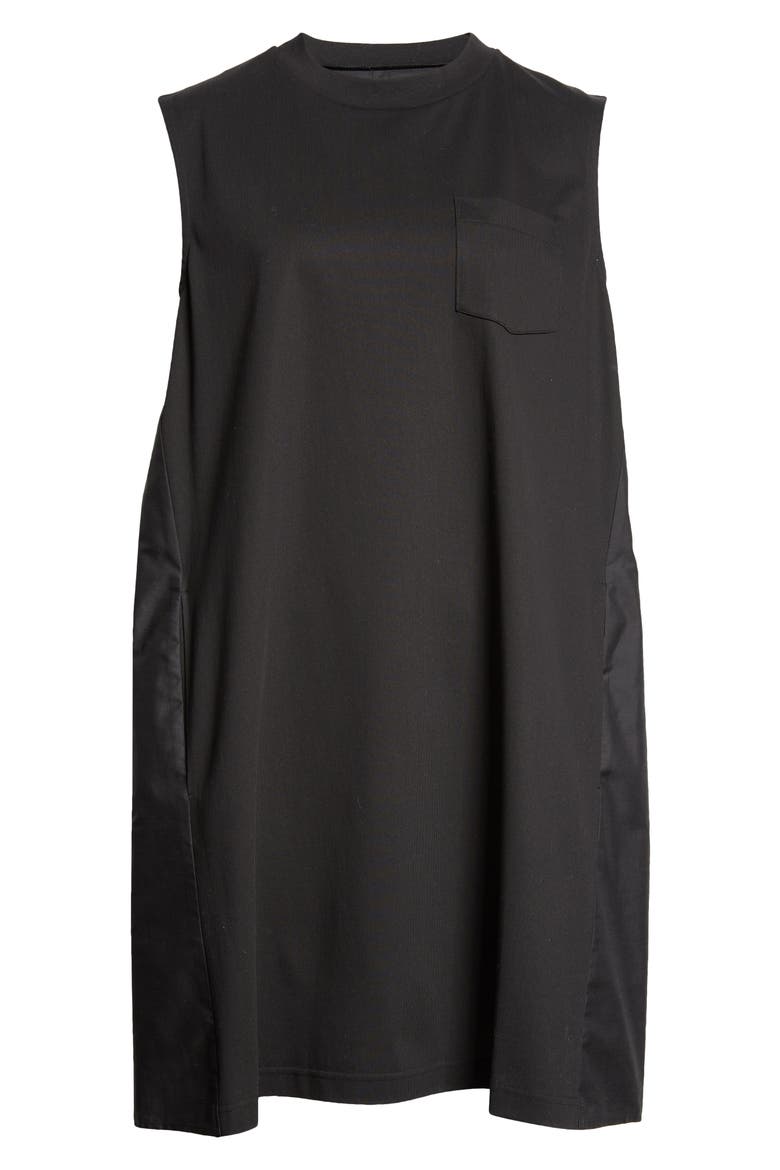 Sleeveless Mixed Media Shift Dress, Alternate, color, BLACK