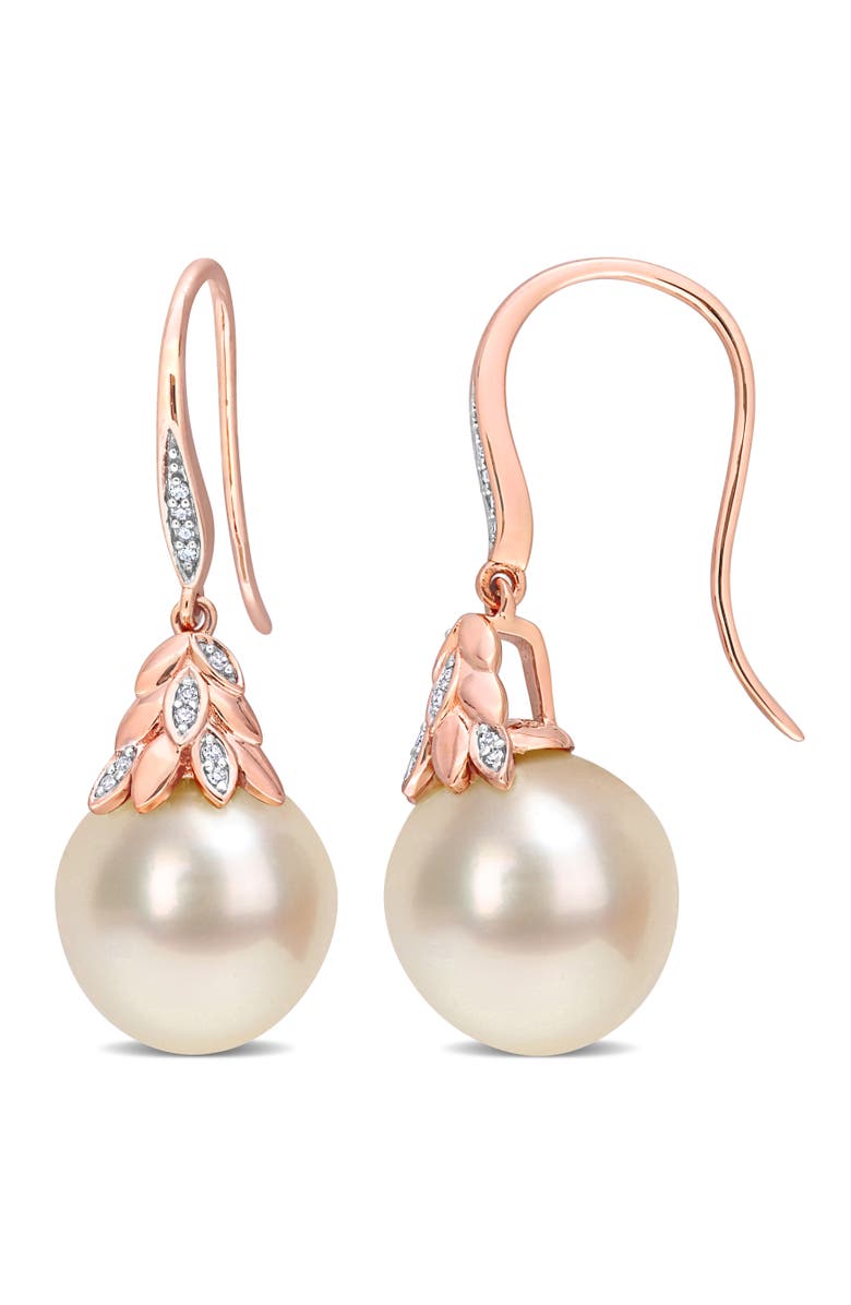 Julianna B. South Sea Pearl & Diamond Drop Earrings 14k, Main, color, Cultured South Sea Pearl