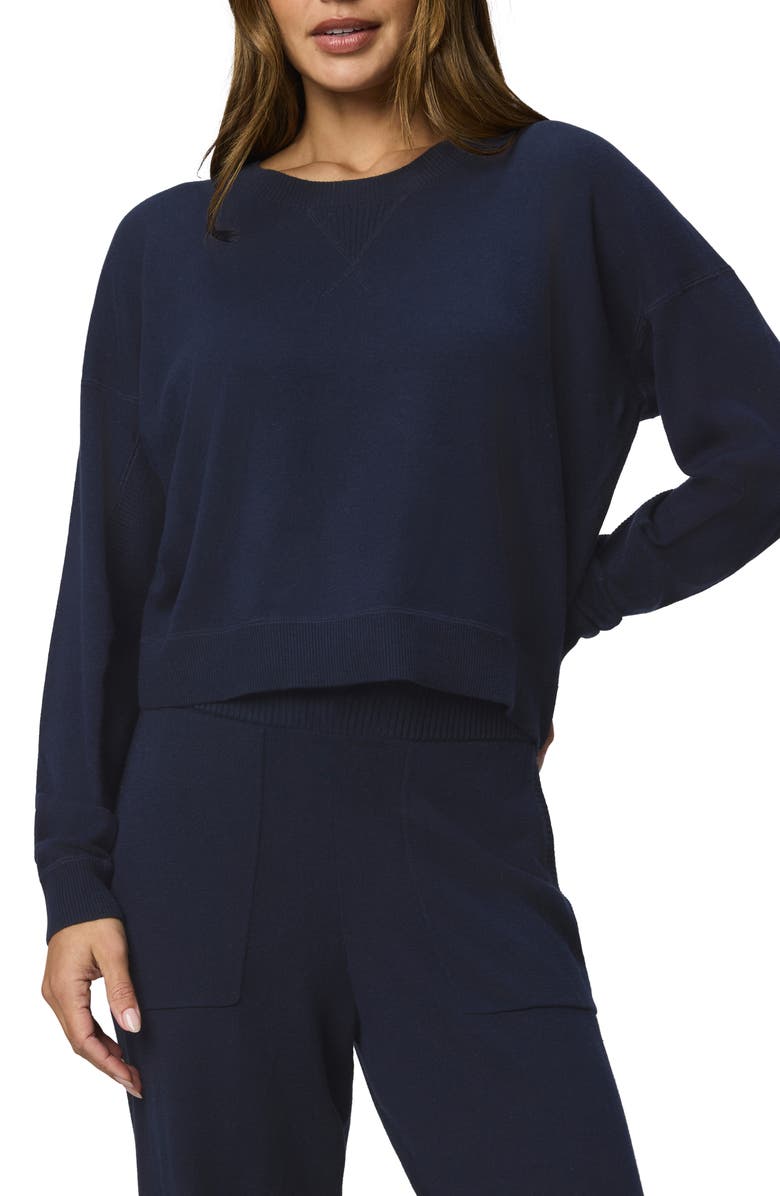 Splendid Phoebe Crewneck Cotton Blend Sweater, Main, color, Navy Blue